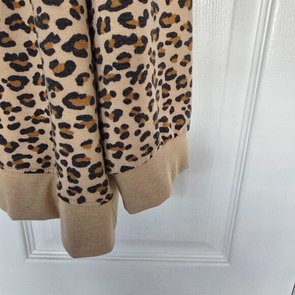 Emily Daniels Animal Leopard Print Pullover Hoodie Lightweight Tan Size XL - Picture 2 of 6